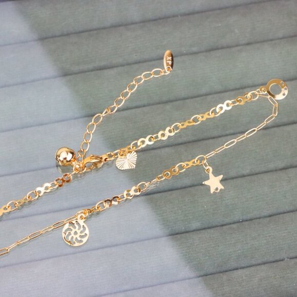 "Rose Gold Anklet with Star & Charm Accents, XPAL1057 - Picture 9 of 12